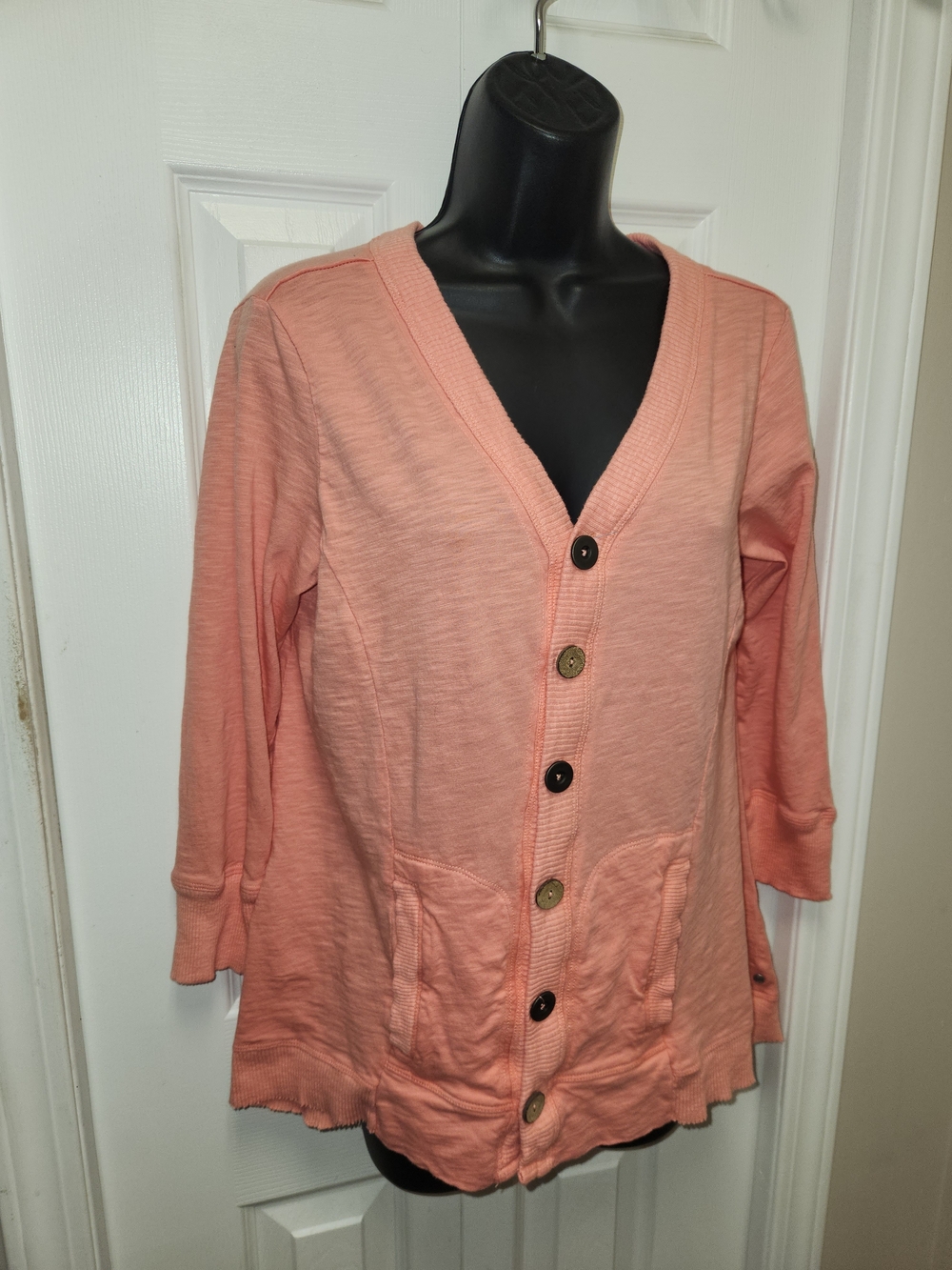 🍉Light Coral Button-Up Cotton Cardigan